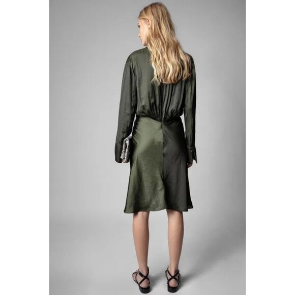 Zadig & Voltaire Rozo Dress Khaki Size Small - Picture 4 of 9